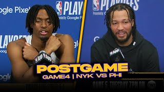 Knicks/76ers Postgame, Brunson, Maxey, OG, Coaches Reactions | GM4, 2024 ECR1