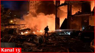 Fires in aftermath of Russian missile and drone attack on Ukraine's capital Kyiv