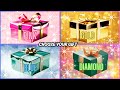 Choose your gift chooseyourgift pickonekickone 4giftbox blue pink gold diamond giftbox