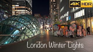 London Winter Lights Walk  Compilation | London Winter Walk [4K HDR]