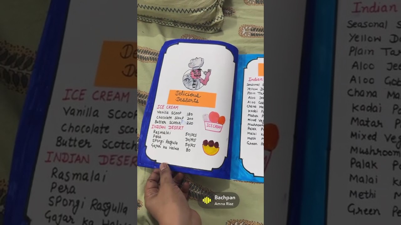 Project of menu card preparation for school 