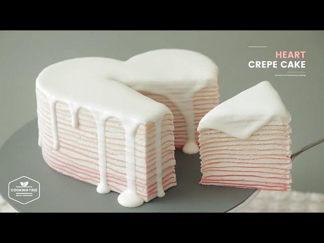 하트 크레이프 케이크 만들기 : Heart Crepe Cake Recipe | Cooking tree