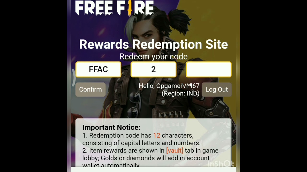 29 November redeem code free fire