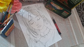 Draw with me- Radha Rani 🥰Outline Tutorial,  | Grid Method 