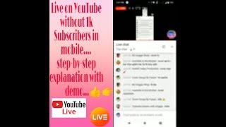 You can do live in YouTube very easily in mobile either screen or camera live without 1k Subscribers