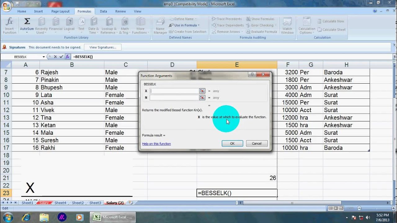Ms Excel Formula Menu Part 2 In Gujarati Youtube