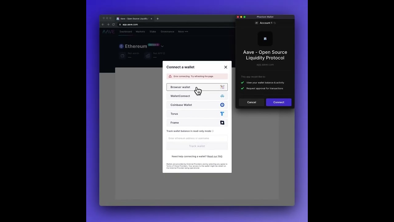 Connecting to AAVE with Phantom