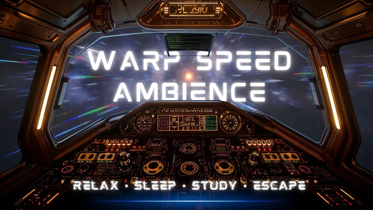 Warp Speed Starfield Ambience | Spaceship Cockpit View – Relaxing Sci‑Fi Music 4K
