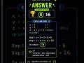 𝗔𝗻𝘀𝘄𝗲𝗿 𝗼𝗳 𝗾𝘂𝗲𝘀𝘁𝗶𝗼𝗻: https://youtube.com/shorts/mw2uxDNe2aw?si=2XeanDgyCMcCgw9l #learnpython #coding