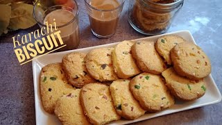 हैदराबाद के प्रसिद्ध कराची बिस्कुट || karachi biscuits ||tutti-frutti  biscuit || eggless biscuit