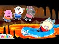 The Floor Is Lava - Wolfoo Passes the Lava River by Baby Shark Float | Wolfoo Family Kids Cartoon