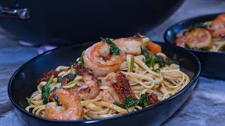 Cook Lunch With Me! Let's Make A Delicious Gourmet Style Shrimp Linguine