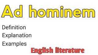 Ad hominem | What is ad hominem? | ad hominem as a literary device | #literature #englishlearning
