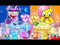My little pony fluttershy vs twilight sparkle day and night mukbang makeup contest  annie korea