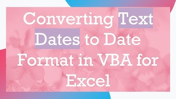Converting Text Dates to Date Format in VBA for Excel