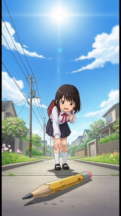 'She Found a GIANT Pencil on Her Way to School! ✏️😲 #Shorts'