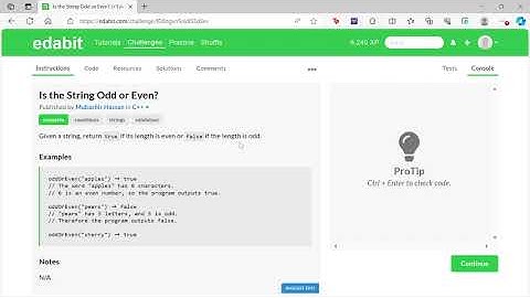 C++ Tutorial for Beginners - Edabit - Is the String Odd or Even?