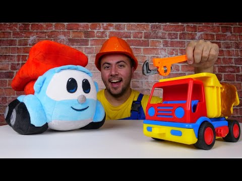 Oyuncak arabalar. Çocuklar için video: Leo Küçük kamyon tamir seti oyuncak hediye ediyor