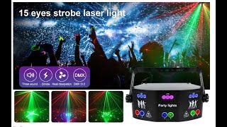 ALIEN 15 EYE RGB Disco DJ Beam Laser Light Projector DMX Remote Strobe Stage Lighting Effect