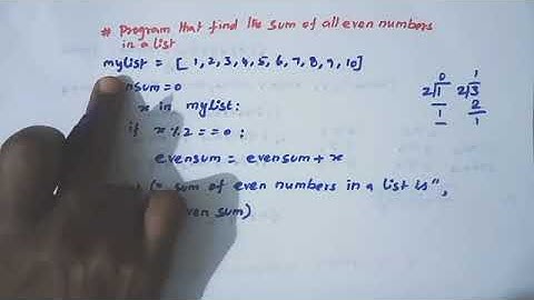 python program to find the sum of all even numbers in a list/+2 computer science