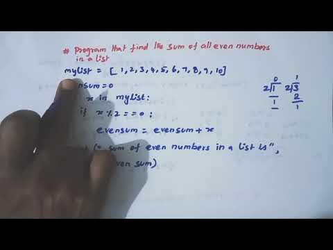 python program to find the sum of all even numbers in a list/+2 ...