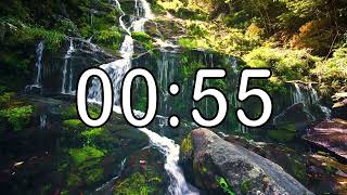 55 second timer with Calm and Soft Music and background of waterfall screenshot 2