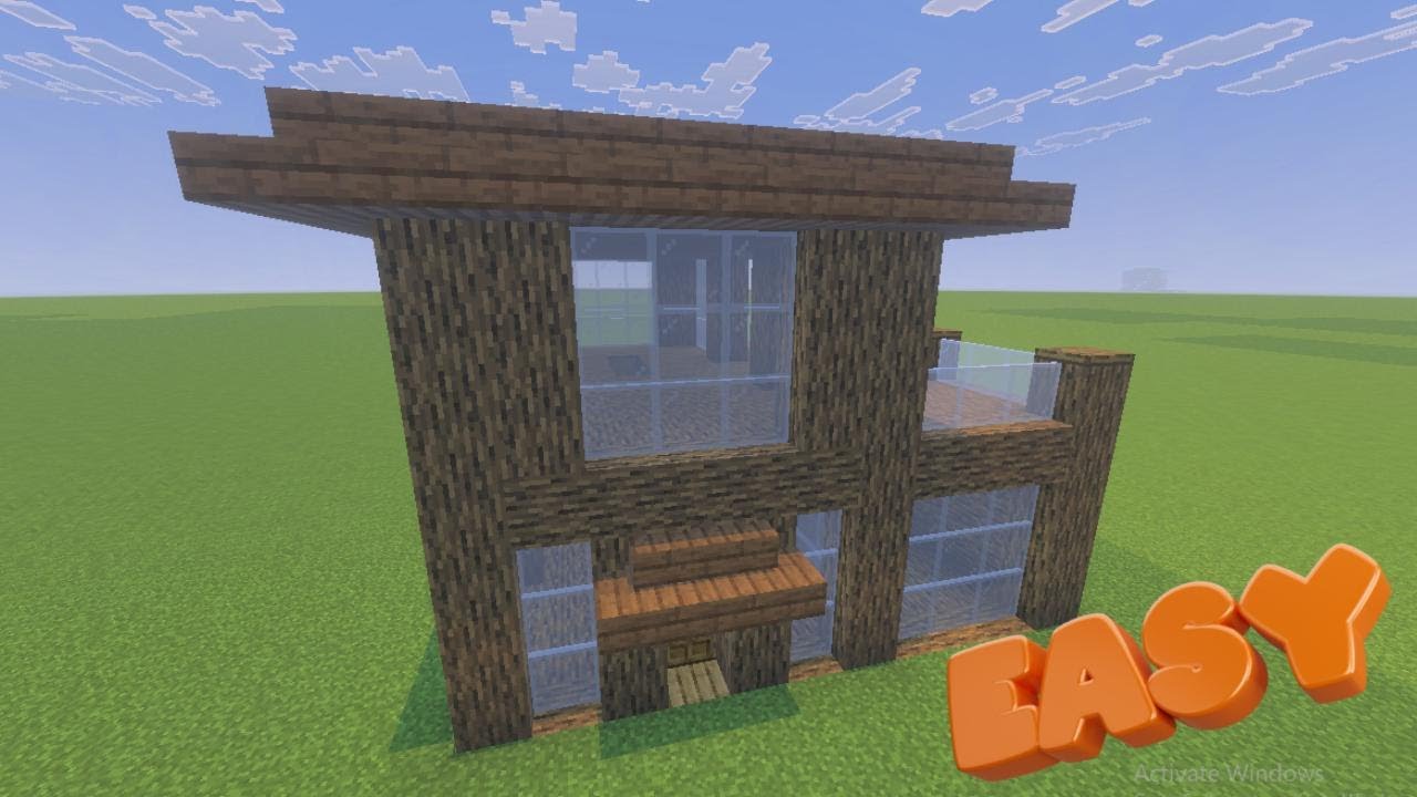 How To Build A Modern Log Cabin In Minecraft - YouTube