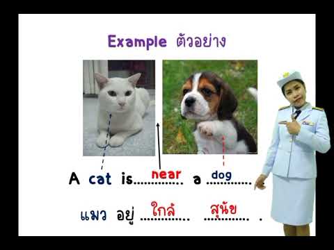 ตัวอย่าง การแต่งประโยคคำบุพบทบอกตำแหน่ง Prepositions of  place