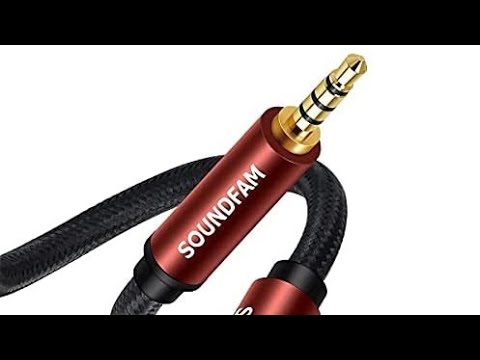 SOUNDFAM 90 Degree AUX Audio Cable [New Wine Red 3.3ft/1m] Right Angle TRRS 3.5mm Headphone Cable Support Mic 