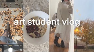 art student vlog - outfits I wore, what I eat, ( not your ideal college student )