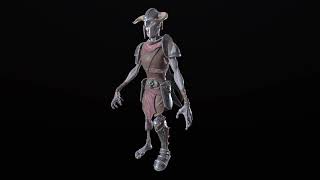 3D Модель Low Poly for Game - Turntable 360 Dead Warrior