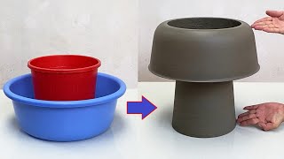 Ideas To Make Mushroom Flower Pots From Familiar Objects And Cement - DIY Flower Pots At Home