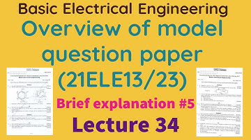 Answer Key discussion of Basic Electrical Engg. Model Question Paper 21scheme BE VTU 21ELE13/23 #5