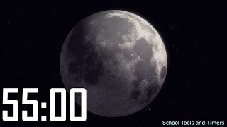 55 Minute  Rotating 🌜 Moon Countdown Timer - Float Through Space! 🌑