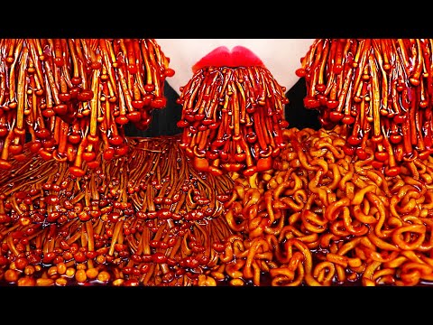 ASMR SPICY BLACK <strong>BEAN</strong> <strong>FIRE</strong> ENOKI MUSHROOMS 짜장 불닭 팽이버섯 MUKBANG 먹방