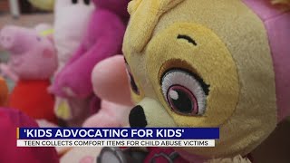 Teen collects comfort items for child abuse victims