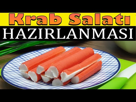 Cəmi 3 dəqiqəyə hazırlanan dadlı və asan krab salatı || krab salati || крабовый салат