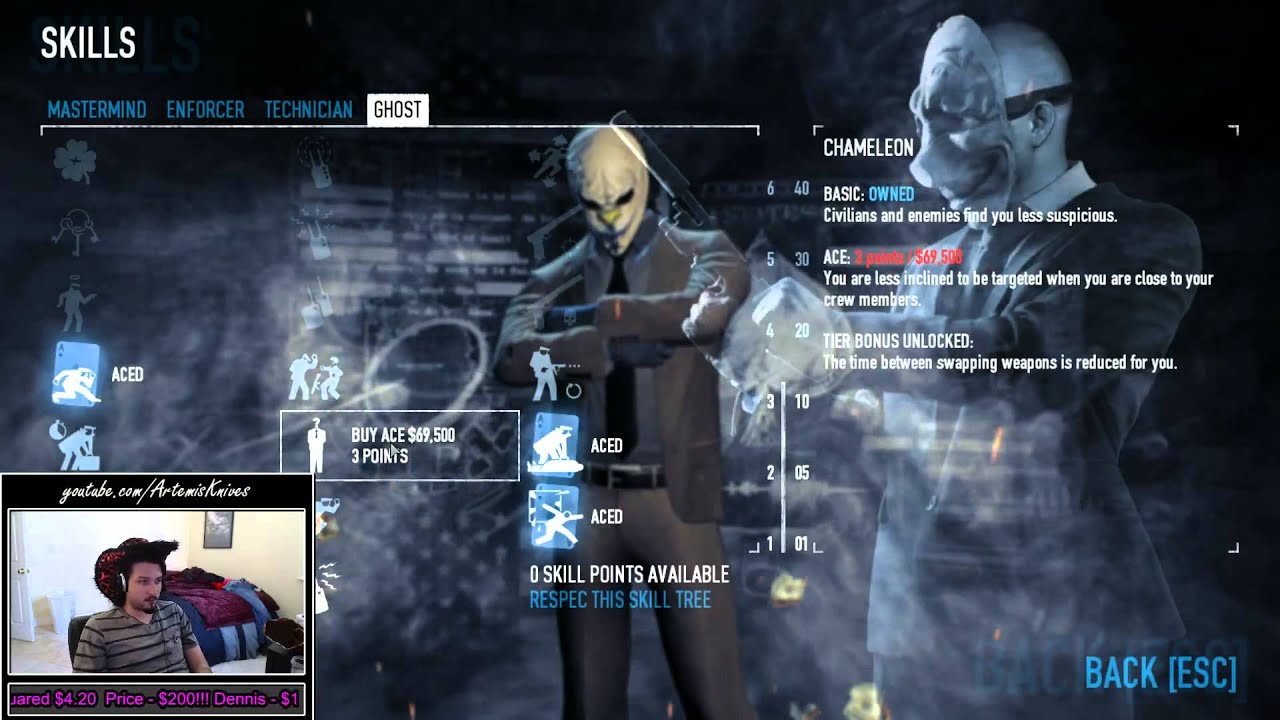 PayDay 2 MasterMind Ghost Stealth perk tree YouTube