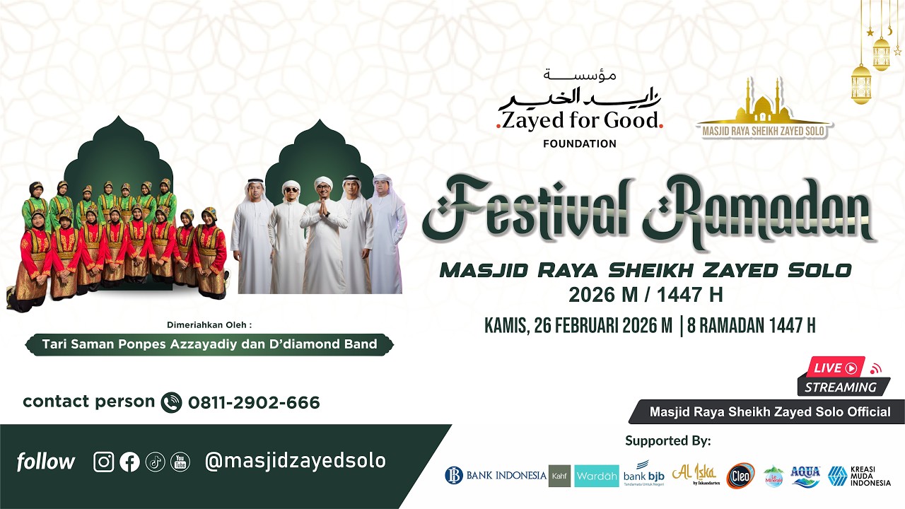 Festival Ramadan Day 8 Masjid Raya Sheikh Zayed Solo 1447H | 2026