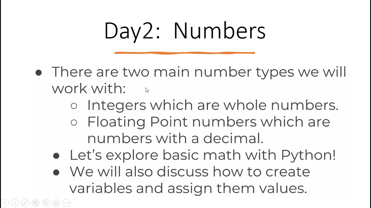 Day2 1 Numbers and variable assignment - YouTube