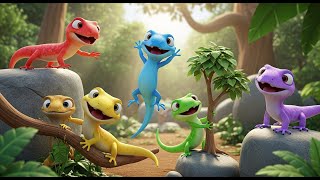 Five Little Monitor Lizards Climb Climb Climb | Reptile Adventure &amp; Counting Song