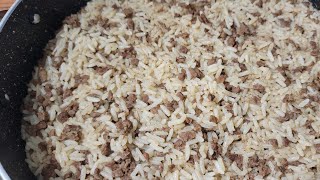 طريقة تحضير حشوة الحبشة (الديك الرومي)  Traditional Lebanese Rice with Beef Turkey Stuffing