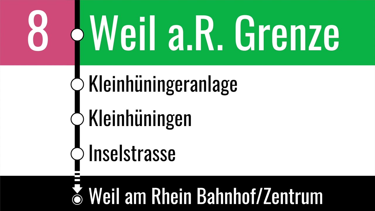 BVB Ansagen • Tram 8 •  Neuweilerstrasse – Kleinhüningen – Weil am Rhein