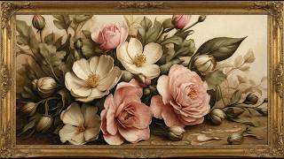 Elegant Vintage Floral Painting in Golden Frame | Classic Flower Wallpaper Art screenshot 3