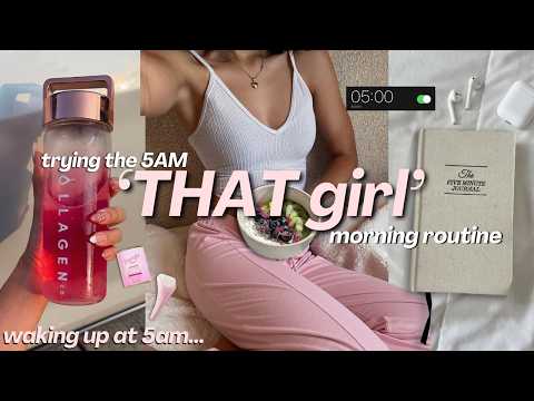Thumbnail for trying the 5AM *THAT GIRL* morning routine! productive habits, wellness & self care