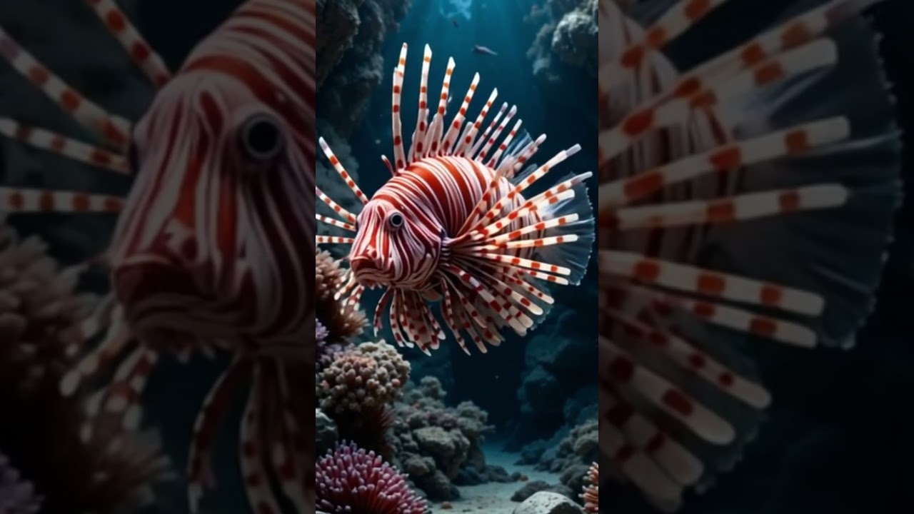 Refresh your eyes . . . Lionfish swim slowly 