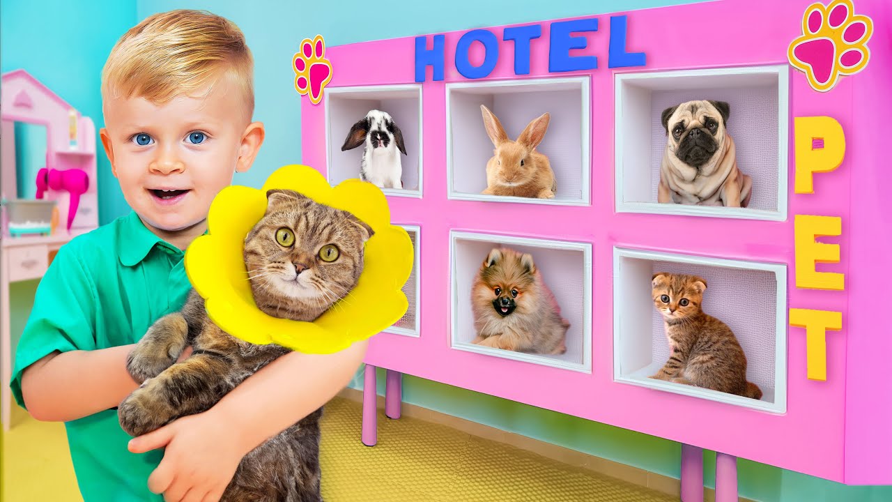 Oliver chăm sóc động vật tại khách sạn thú cưng