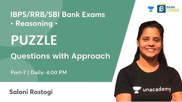 Puzzle | Reasoning Questions with Approach | Target RRB PO 2021 | Saloni Rastogi