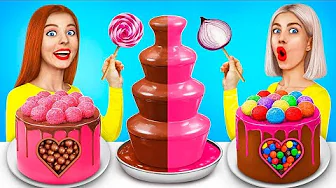 Tantangan Air Mancur Saus Coklat | Pertarungan Permen Coklat 24 Jam oleh RATATA