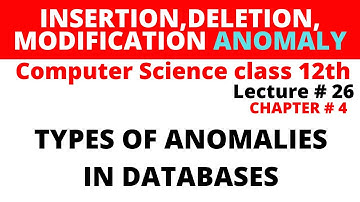 computer class 12 ANOMALY AND TYPES OF ANOMALIES IN DATABASES, computer science chapter 4 class 12